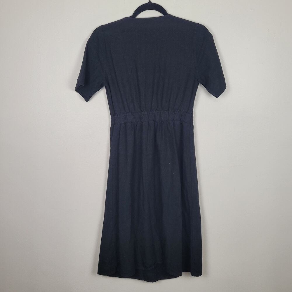 Roolee Women’s Small Black Linen Blend Midi Dress Nursing Friendly - Picture 3 of 6